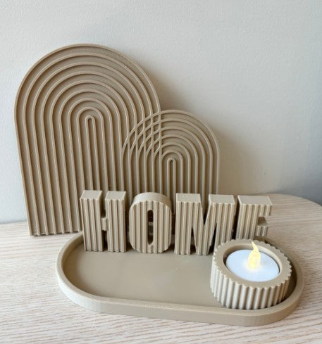 Boho HOME Decor Set – 3D Printed Tray, Vase, Arch, Candle Holder & Sign
