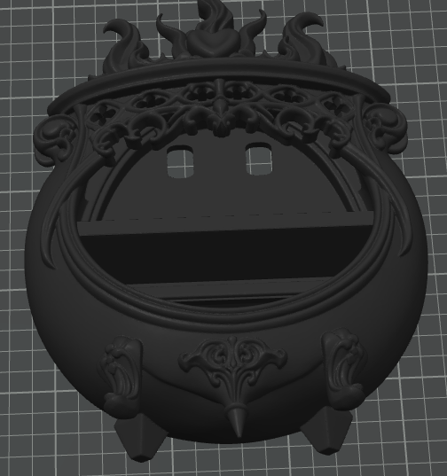 Gothic Cauldron Wall Shelf - black printed three-quarter angle