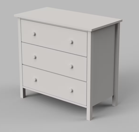 3-Drawer Dresser | 1:12 Scale Dollhouse Miniature