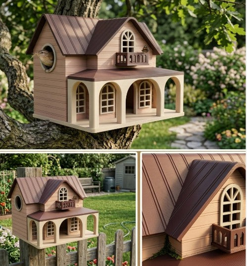 Meadowview Manor Luxury Architectural Birdhouse – 3D Printed