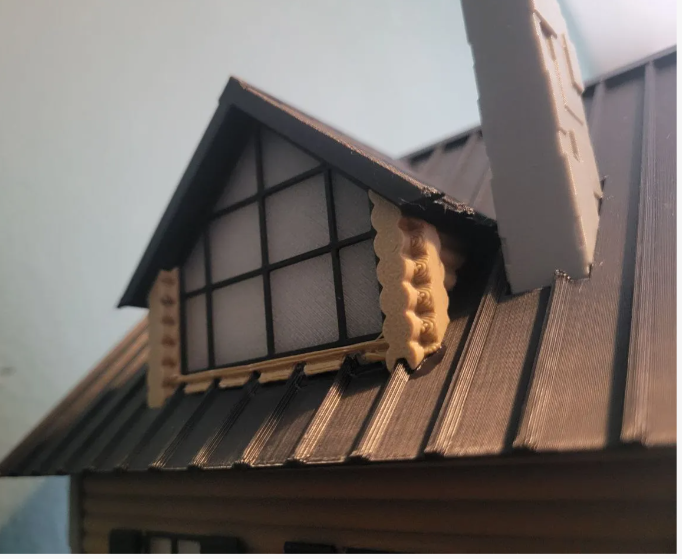 Log Cabin Chalet Architecture Model - roofline and dormer window detail