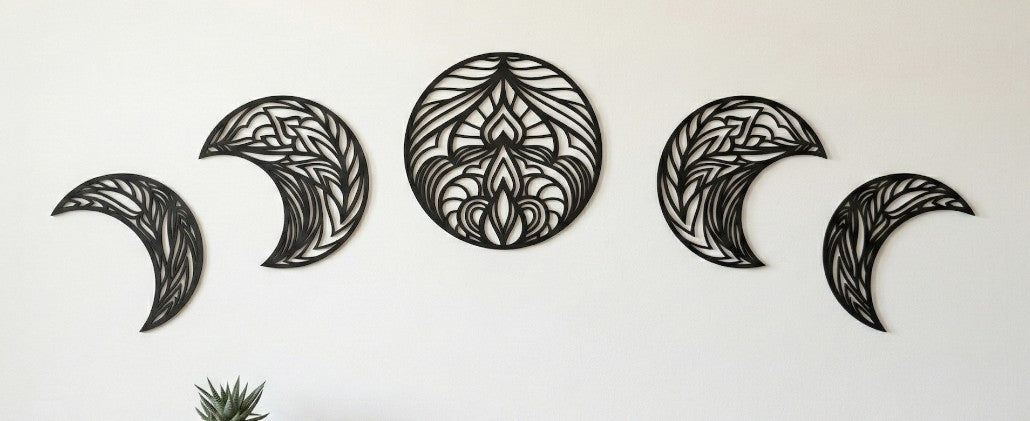 Celestial Moon Phase Wall Art - 5 pc Set