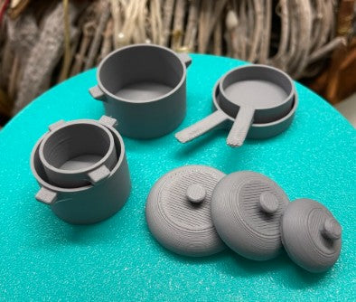 1:12 Scale Miniature Pot & Pan Set with Lids - 8 Piece