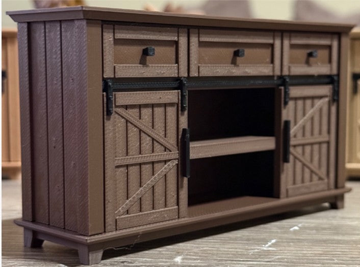 1:12 Scale Rustic Miniature TV Console