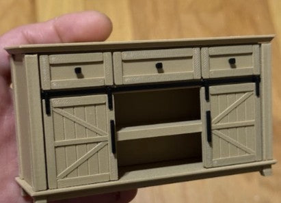 1:12 Scale Rustic Miniature TV Console
