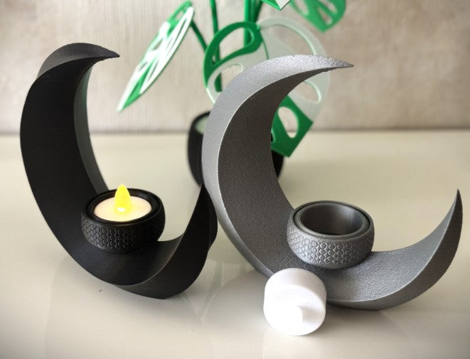 Crescent Moon Tea Light Holder - 3D Printed