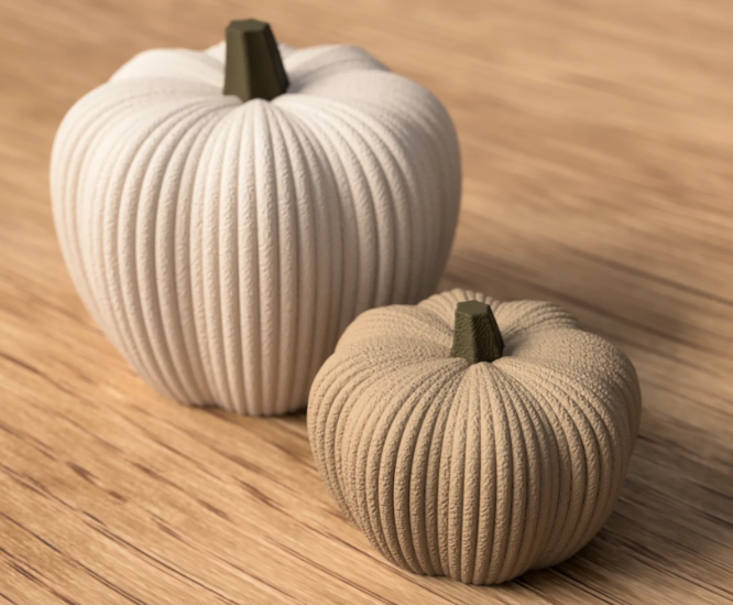 Ribbed Pumpkin Decoration Set – 3D Printed Modern Minimalist Autumn Decor