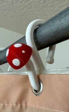 Mushroom Shower Curtain Hooks – Set of 12 | 3D Printed Whimsical Bathroom Decor