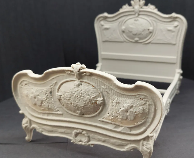 French Rococo Miniature Queen Bed Frame