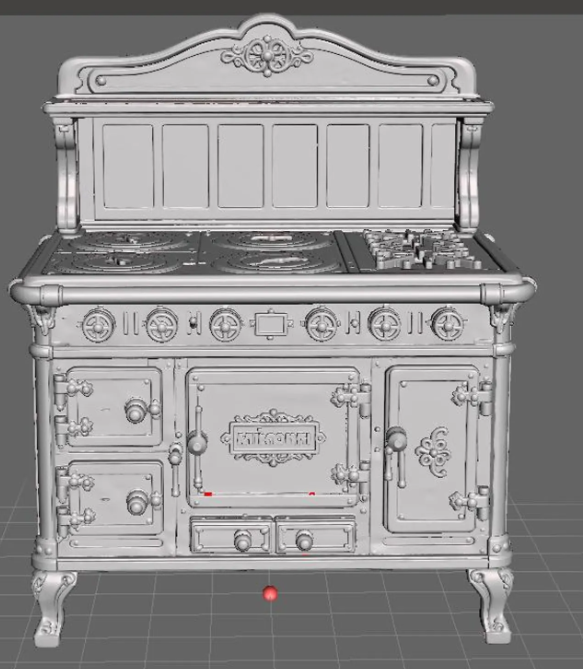 Victoria antique cast iron stove 3D model front view
