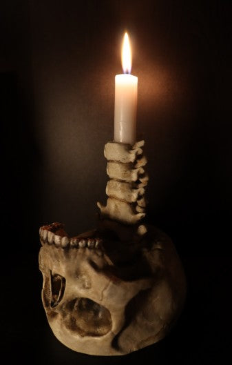Tall spine column candle holder - unlit front view