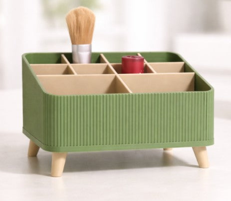 Ribbed Makeup & Desk Organizer — 3D Printed Multi-Compartment Storage