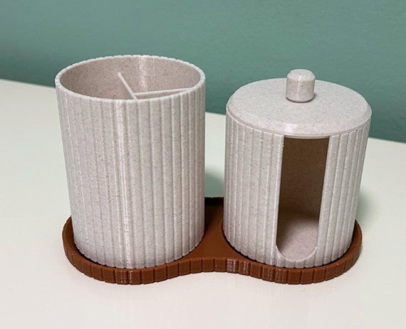 Modular Bathroom Organizer Set – 3D Printed Ribbed Bathroom Decor
