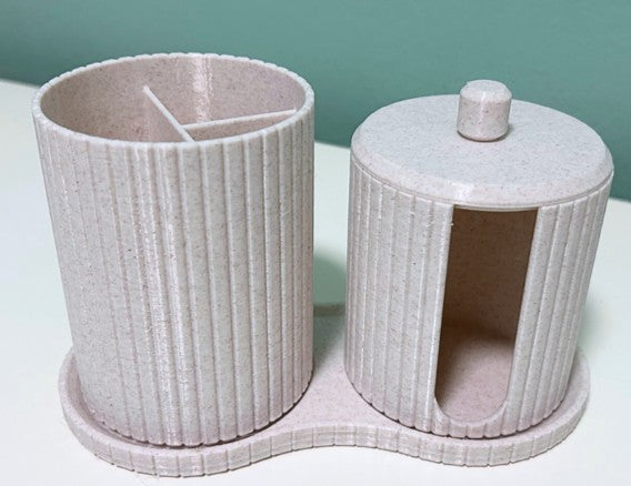 Modular Bathroom Organizer Set – 3D Printed Ribbed Bathroom Decor