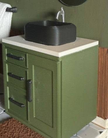 1:12 Scale Miniature Bathroom Sink & Cabinet