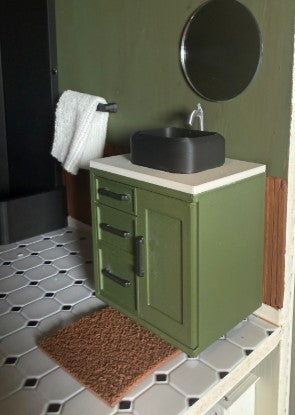 1:12 Scale Miniature Bathroom Sink & Cabinet