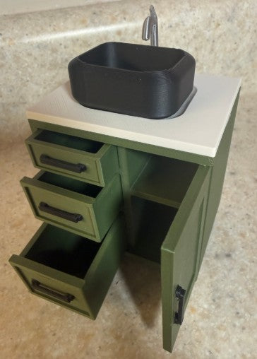 1:12 Scale Miniature Bathroom Sink & Cabinet