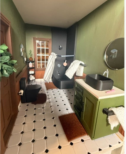 1:12 Scale Miniature Bathroom Sink & Cabinet