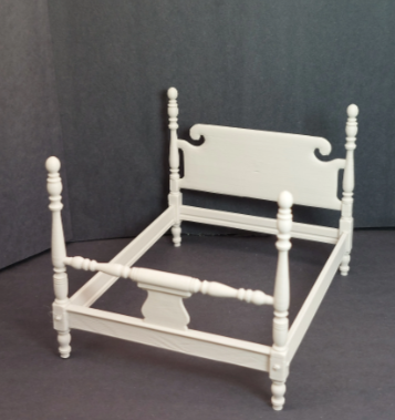 Victorian cottage miniature bed frame headboard detail