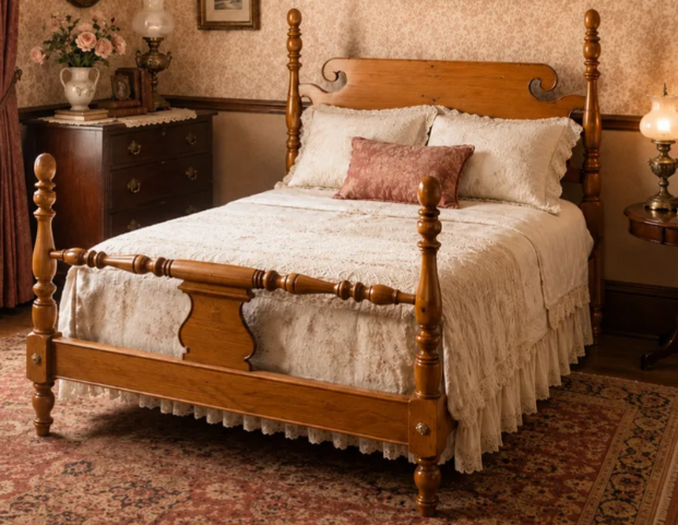 Victorian cottage miniature bed frame front view