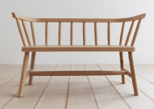 Windsor Spindle Bench – 1:12 Scale Dollhouse Miniature