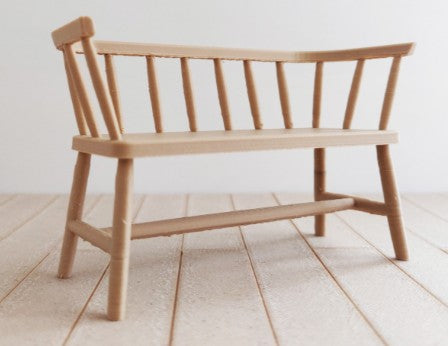 Windsor Spindle Bench – 1:12 Scale Dollhouse Miniature
