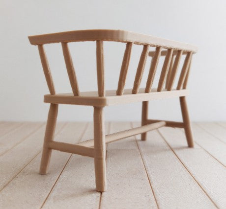 Windsor Spindle Bench – 1:12 Scale Dollhouse Miniature