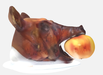 Painted 1/12 scale boar with apple miniature