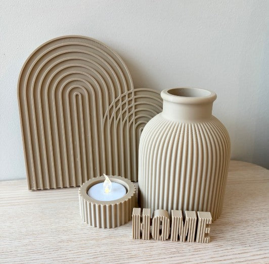 Boho HOME Decor Set – 3D Printed Tray, Vase, Arch, Candle Holder & Sign