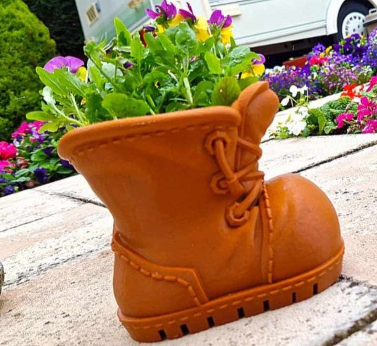 3D Printed Boot Planter — Outdoor Garden Flower Pot