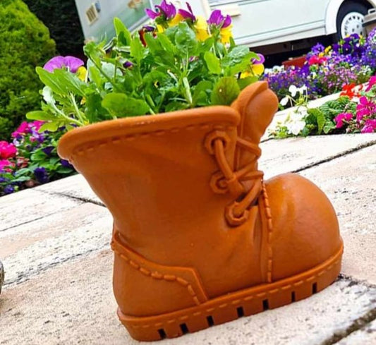 3D Printed Boot Planter — Outdoor Garden Flower Pot