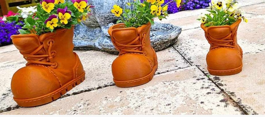 3D Printed Boot Planter — Outdoor Garden Flower Pot