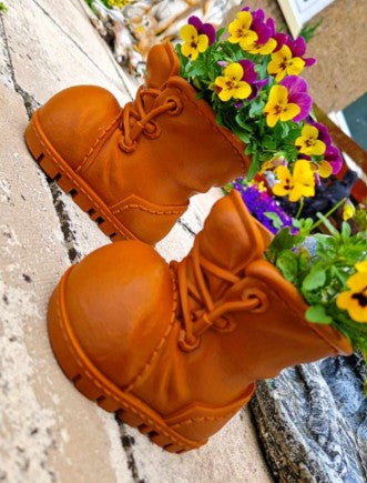 3D Printed Boot Planter — Outdoor Garden Flower Pot