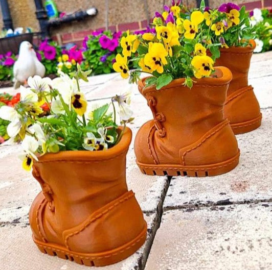 3D Printed Boot Planter — Outdoor Garden Flower Pot