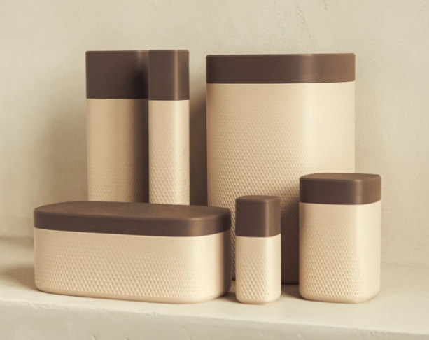 Bathroom Container Family Set – 3D Printed Diamond Pattern Organizers with Lids