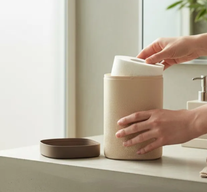 Bathroom Container Family Set – 3D Printed Diamond Pattern Organizers with Lids