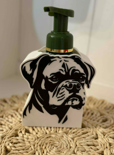 Boxer Dog Soap Dispenser Holder – 3D Printed Bathroom Decor