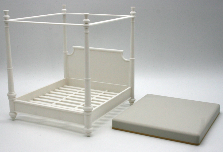 Miniature Canopy Four-Poster Bed | 1:12 Scale Dollhouse Furniture