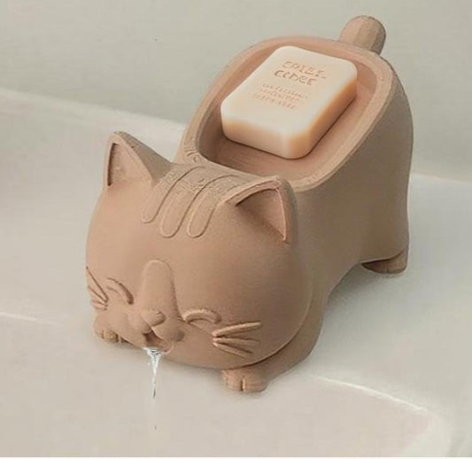 Cat-Shaped 3D Printed Soap Dish with Drain Hole