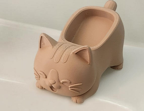 Cat-Shaped 3D Printed Soap Dish with Drain Hole