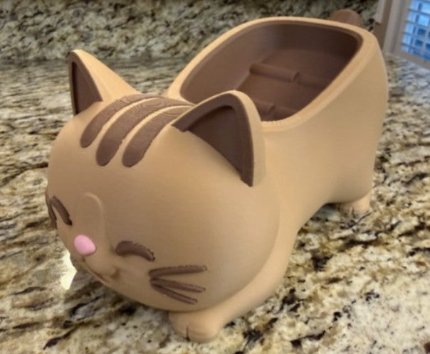 Cat-Shaped 3D Printed Soap Dish with Drain Hole