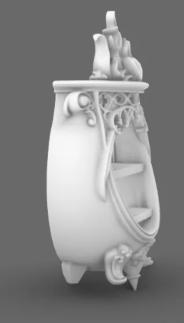 Gothic Cauldron Wall Shelf - black printed rear view showing wall mount