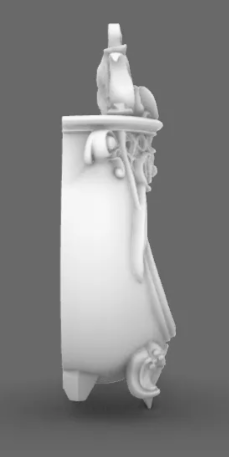 Gothic Cauldron Wall Shelf - black printed front view with crystals and potion bottles styled