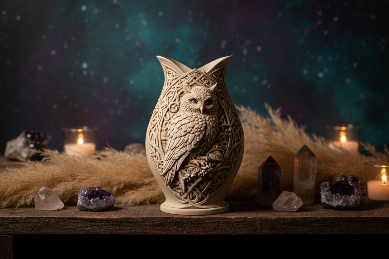 Celtic Owl Vase