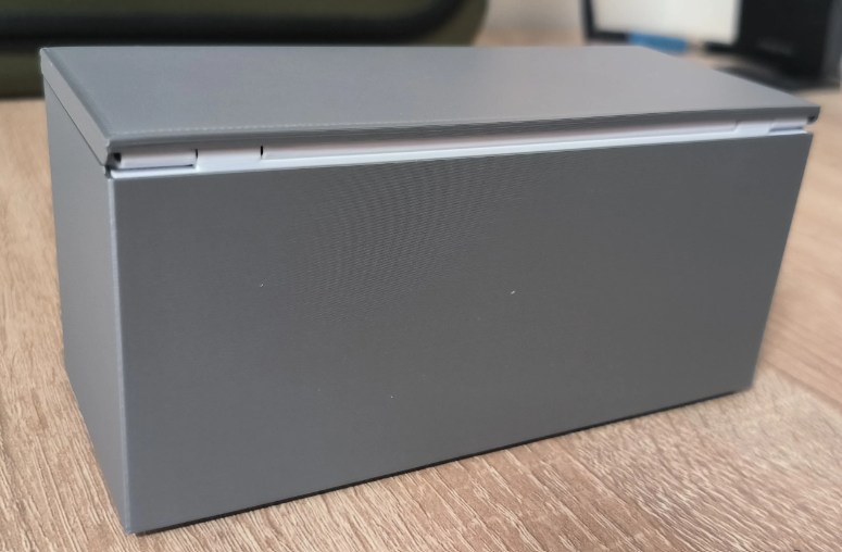 Miniature chest freezer side angle view