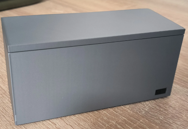 Miniature chest freezer closed exterior view