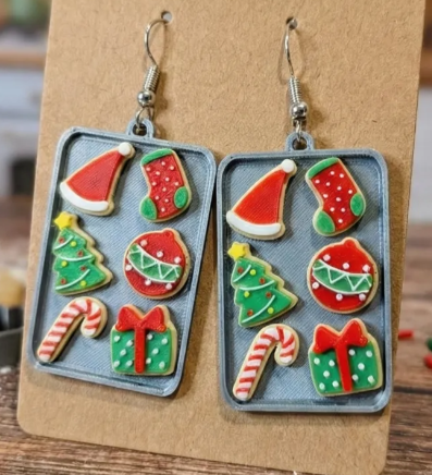 Christmas cookie baking tray earrings product photo