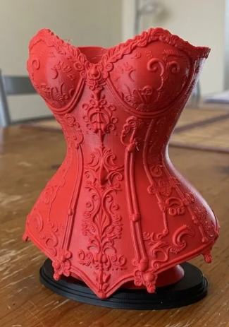 Gothic Corset Makeup Brush & Pen Holder – 3D Printed Boudoir Desk Accessory