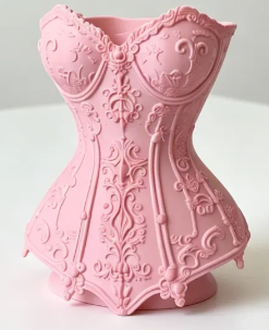 Gothic Corset Makeup Brush & Pen Holder – 3D Printed Boudoir Desk Accessory