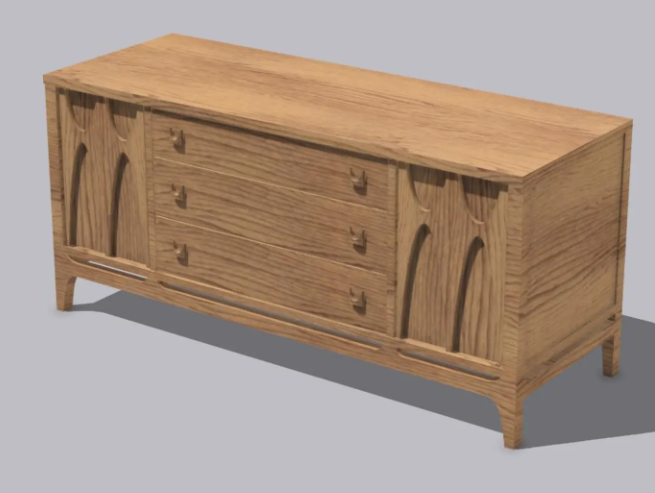 1:12 scale mid-century modern credenza wood finish inspiration